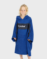 Child wearing Kids Organic Towel dryrobe - Remix in Royal Blue Navy