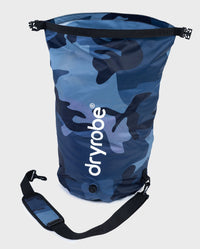 dryrobe Compression Travel Bag in Blue Camo open with strap unclipped