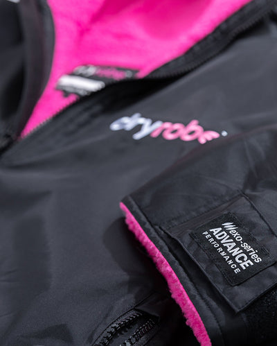 Close up of end of sleeve on Black Pink dryrobe® Advance Long Sleeve