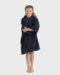 Girl wearing Organic Towel dryrobe in Navy holding with arms crossed