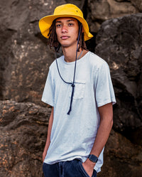 *MALE* Man stood on beach wearing dryrobe Quick Dry Brimmed Hat in Yellow