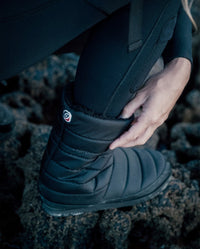 1|Close up of dryrobe® Eco Thermal Boots being worn on a beach